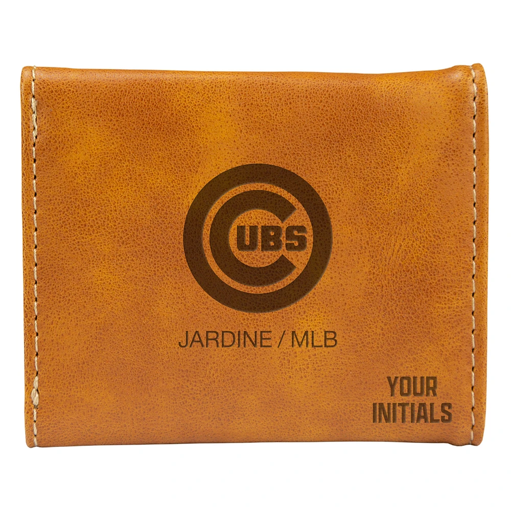Brown Chicago Cubs Personalized Trifold Wallet