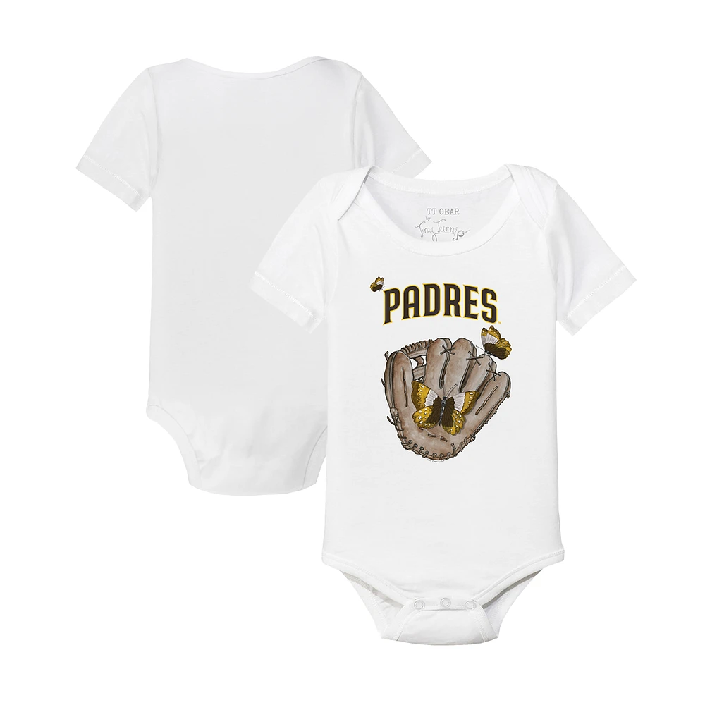 Infant Tiny Turnip White San Diego Padres Butterfly Glove Bodysuit