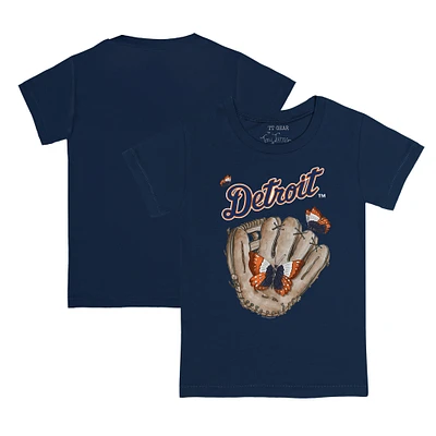 Infant Tiny Turnip Navy Detroit Tigers Butterfly Glove T-Shirt