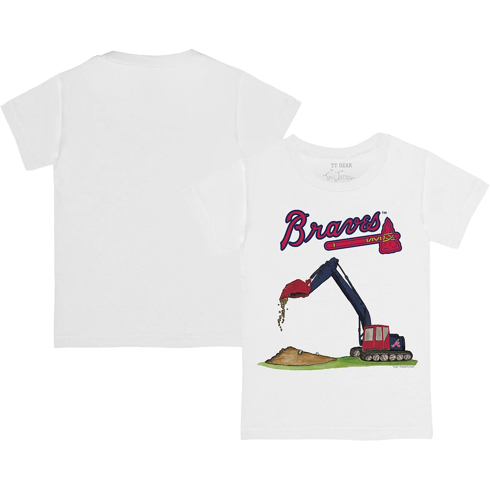 Infant Tiny Turnip White Atlanta Braves Excavator T-Shirt