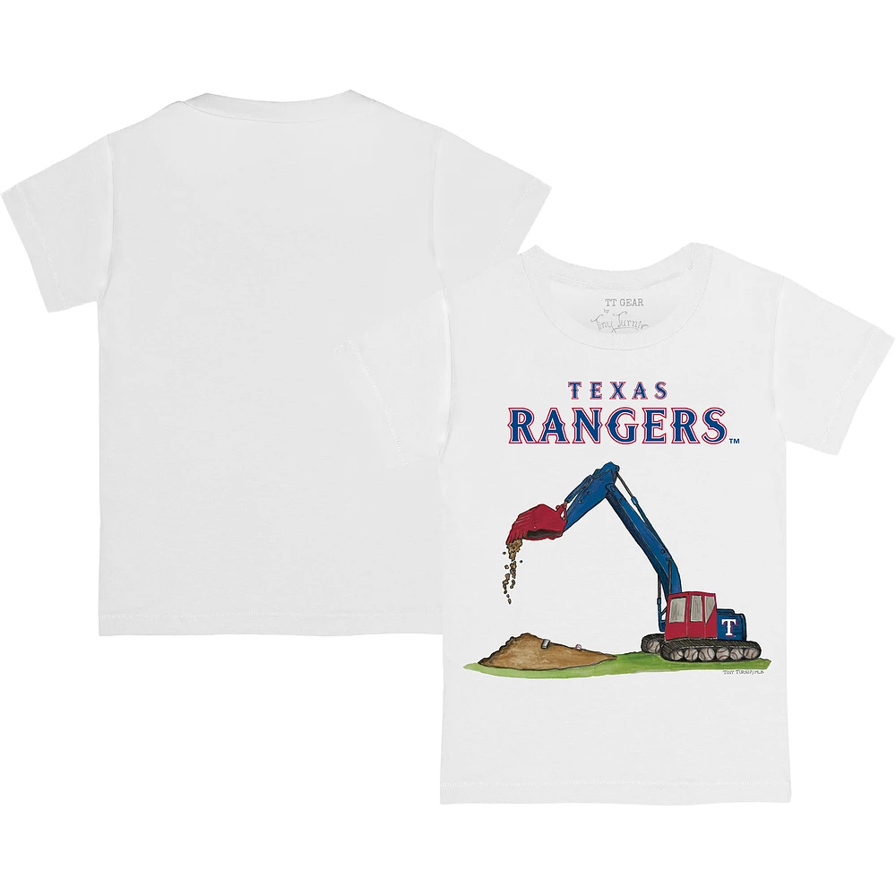 Infant Tiny Turnip White Texas Rangers Excavator T-Shirt