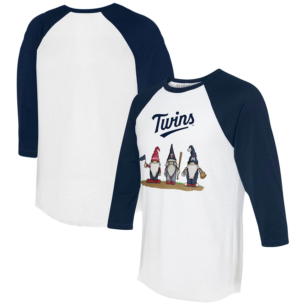 Infant Tiny Turnip White/Navy Minnesota Twins Gnomes 3/4-Sleeve Raglan T-Shirt