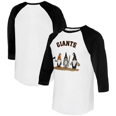 Infant Tiny Turnip White/Black San Francisco Giants Gnomes 3/4-Sleeve Raglan T-Shirt