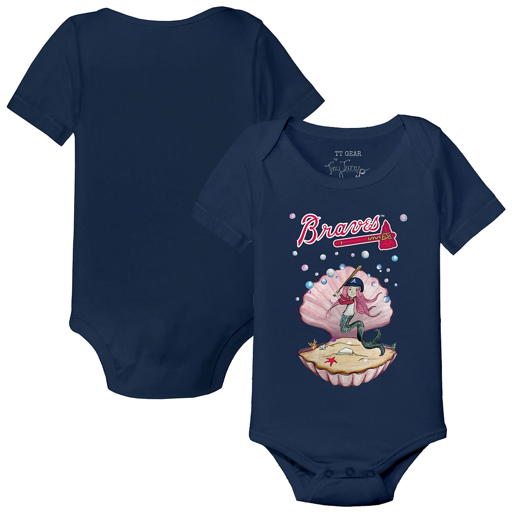 Infant Tiny Turnip Navy Atlanta Braves Mermaid Bodysuit