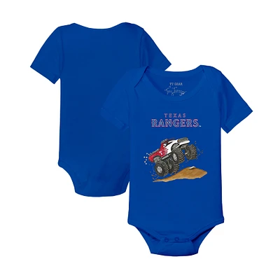 Infant Tiny Turnip Royal Texas Rangers Monster Truck Bodysuit