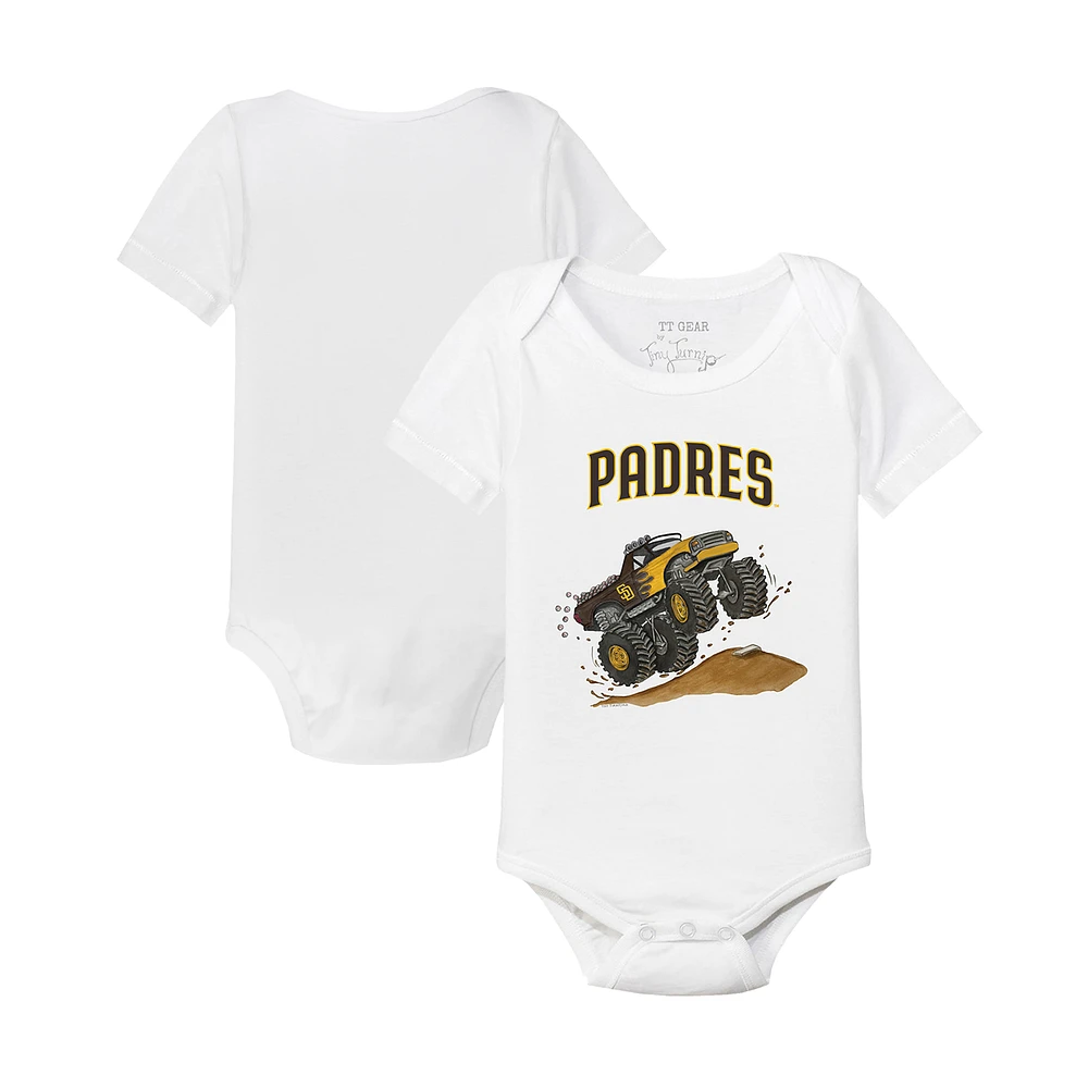 Infant Tiny Turnip White San Diego Padres Monster Truck Bodysuit