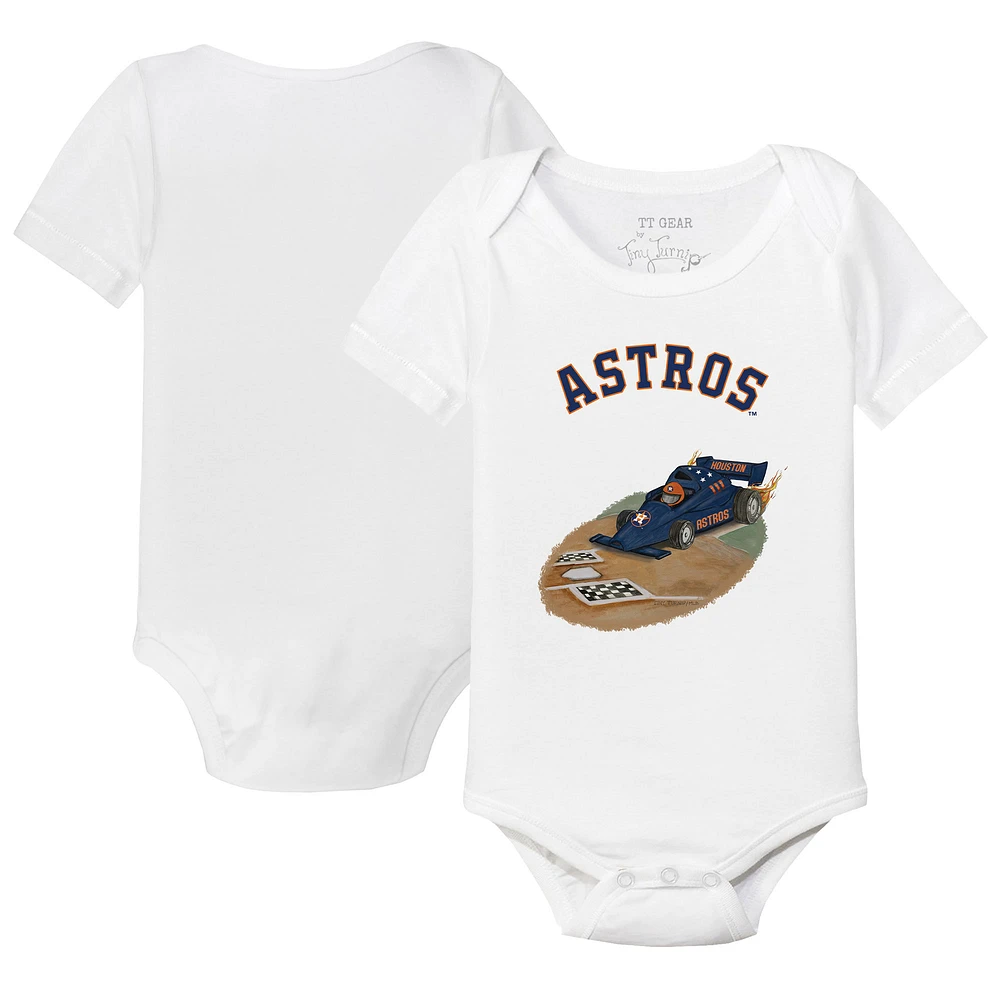 Infant Tiny Turnip White Houston Astros Race Car Bodysuit
