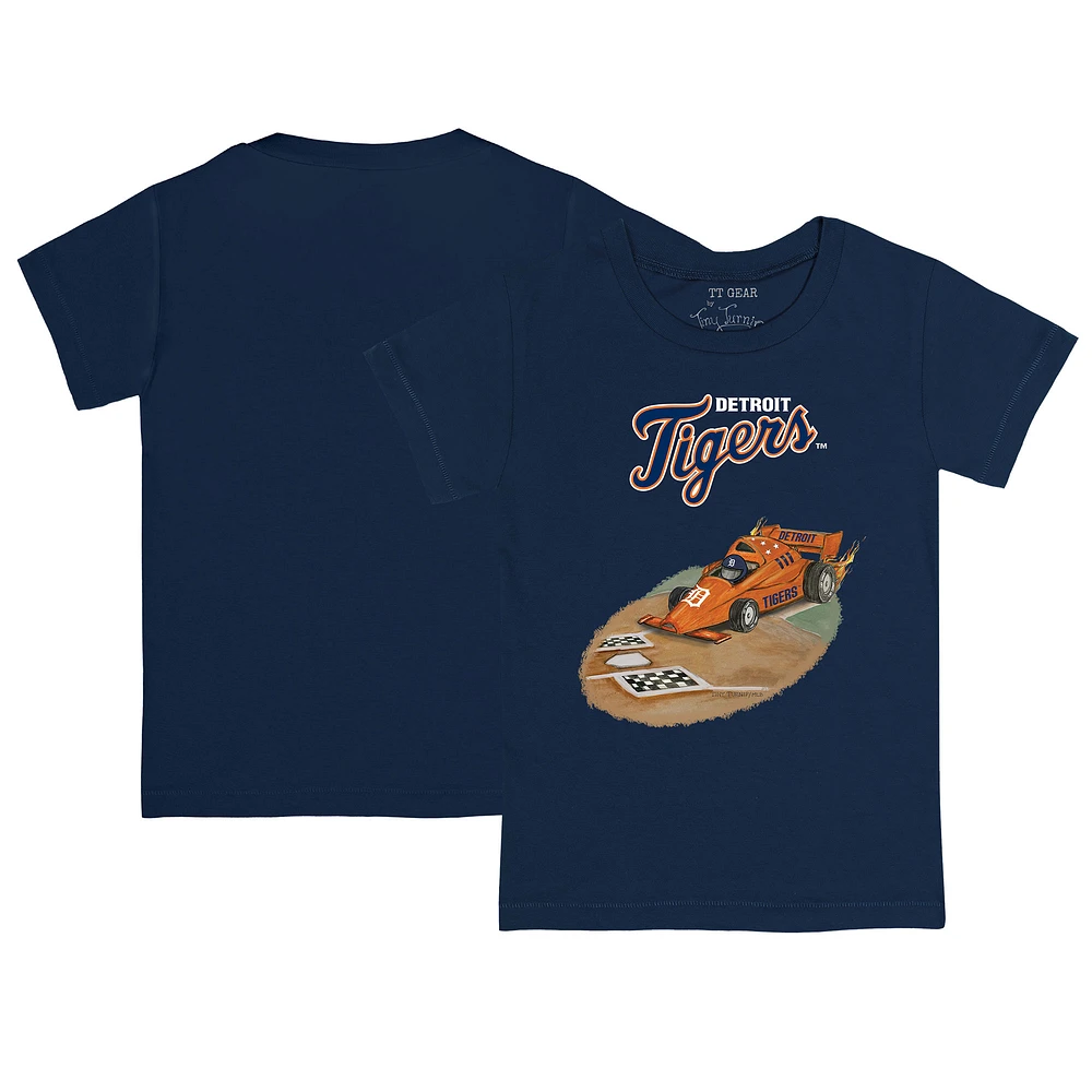 Infant Tiny Turnip Navy Detroit Tigers Race Car T-Shirt