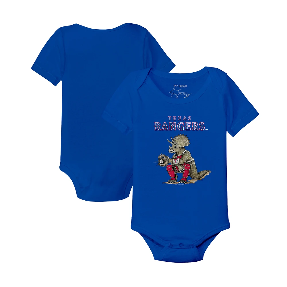 Infant Tiny Turnip Royal Texas Rangers Triceratops Bodysuit