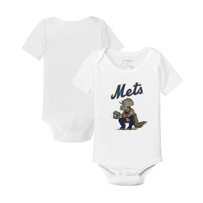 Infant Tiny Turnip White New York Mets Triceratops Bodysuit