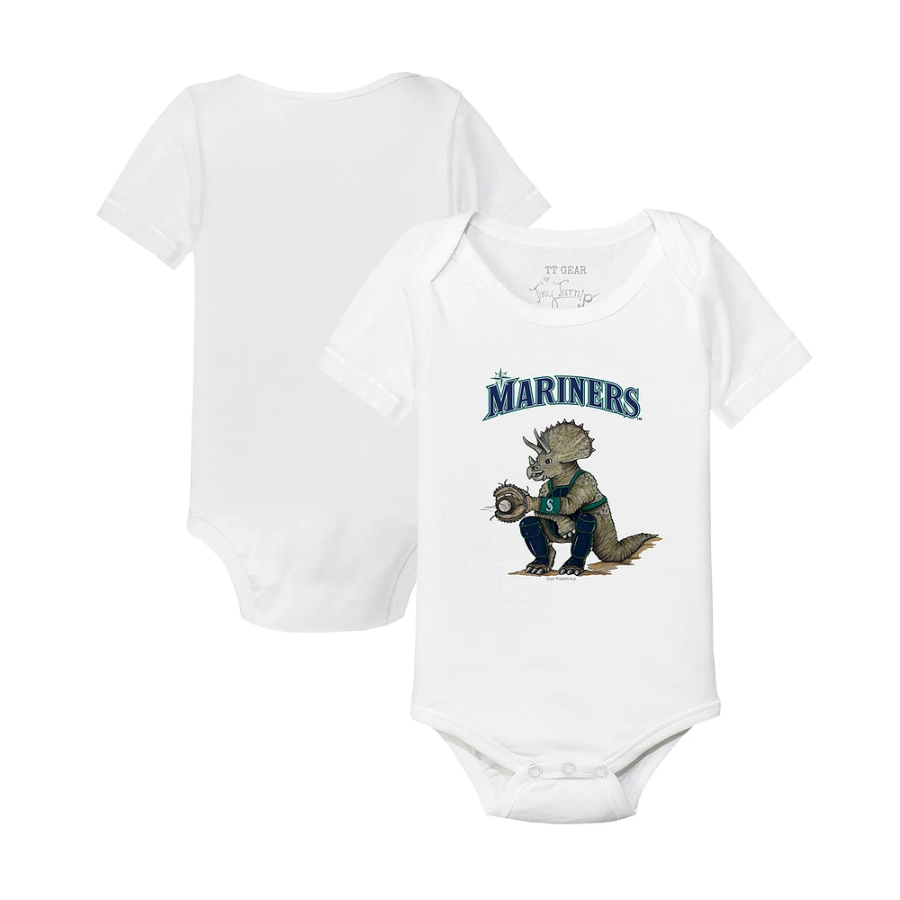 Infant Tiny Turnip White Seattle Mariners Triceratops Bodysuit