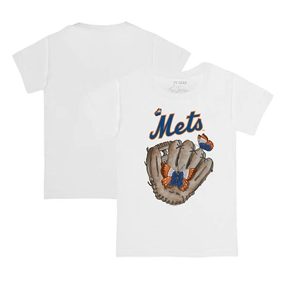 Toddler Tiny Turnip White New York Mets Butterfly Glove T-Shirt