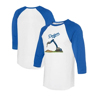 Toddler Tiny Turnip White/Royal Los Angeles Dodgers Excavator 3/4-Sleeve Raglan T-Shirt