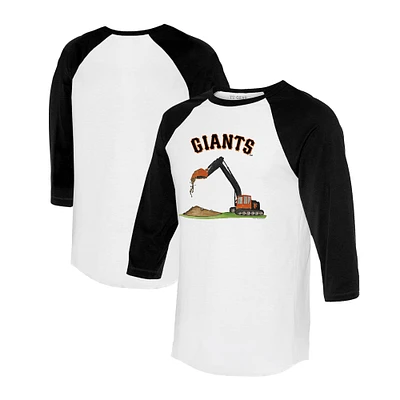 Toddler Tiny Turnip White/Black San Francisco Giants Excavator 3/4-Sleeve Raglan T-Shirt