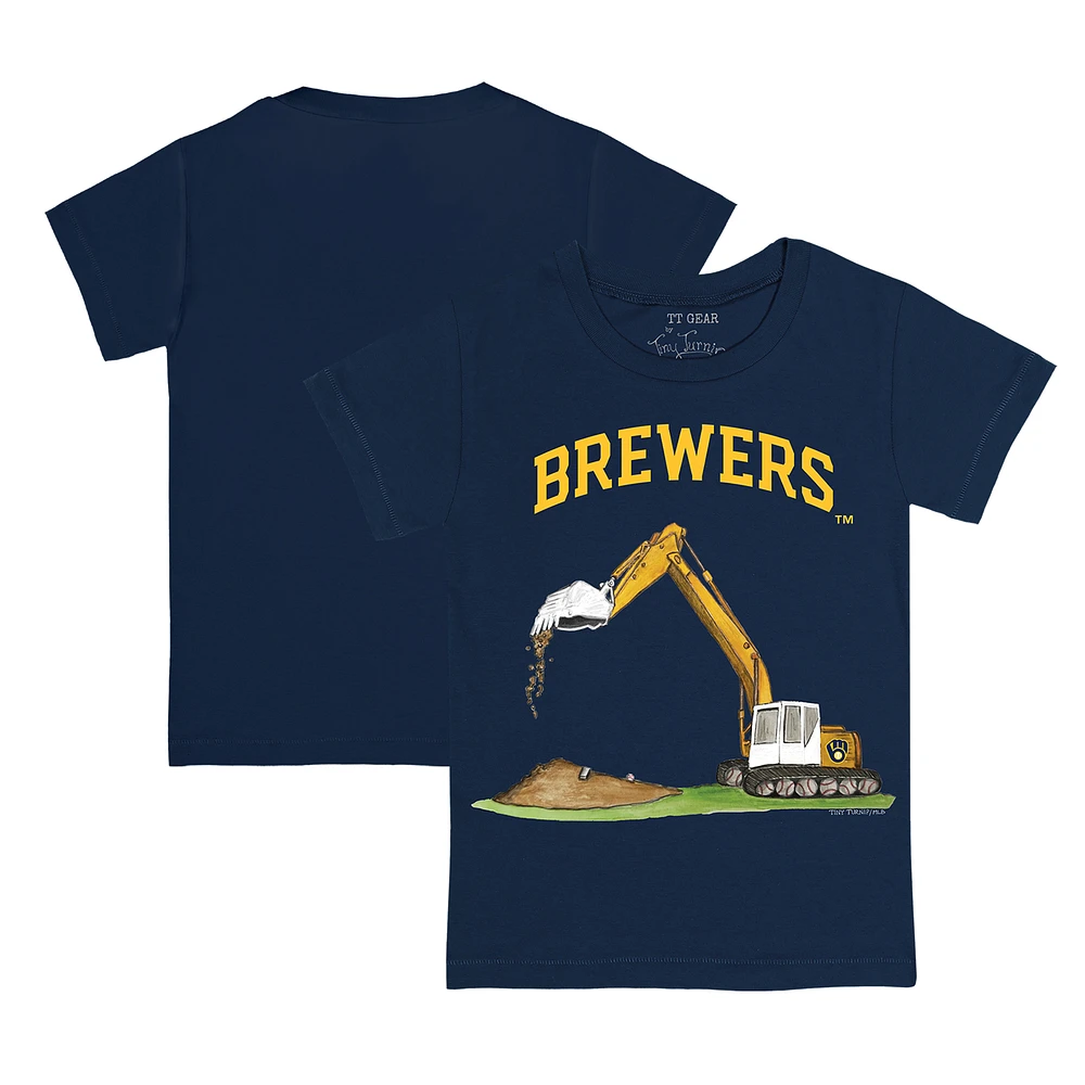 Toddler Tiny Turnip Navy Milwaukee Brewers Excavator T-Shirt