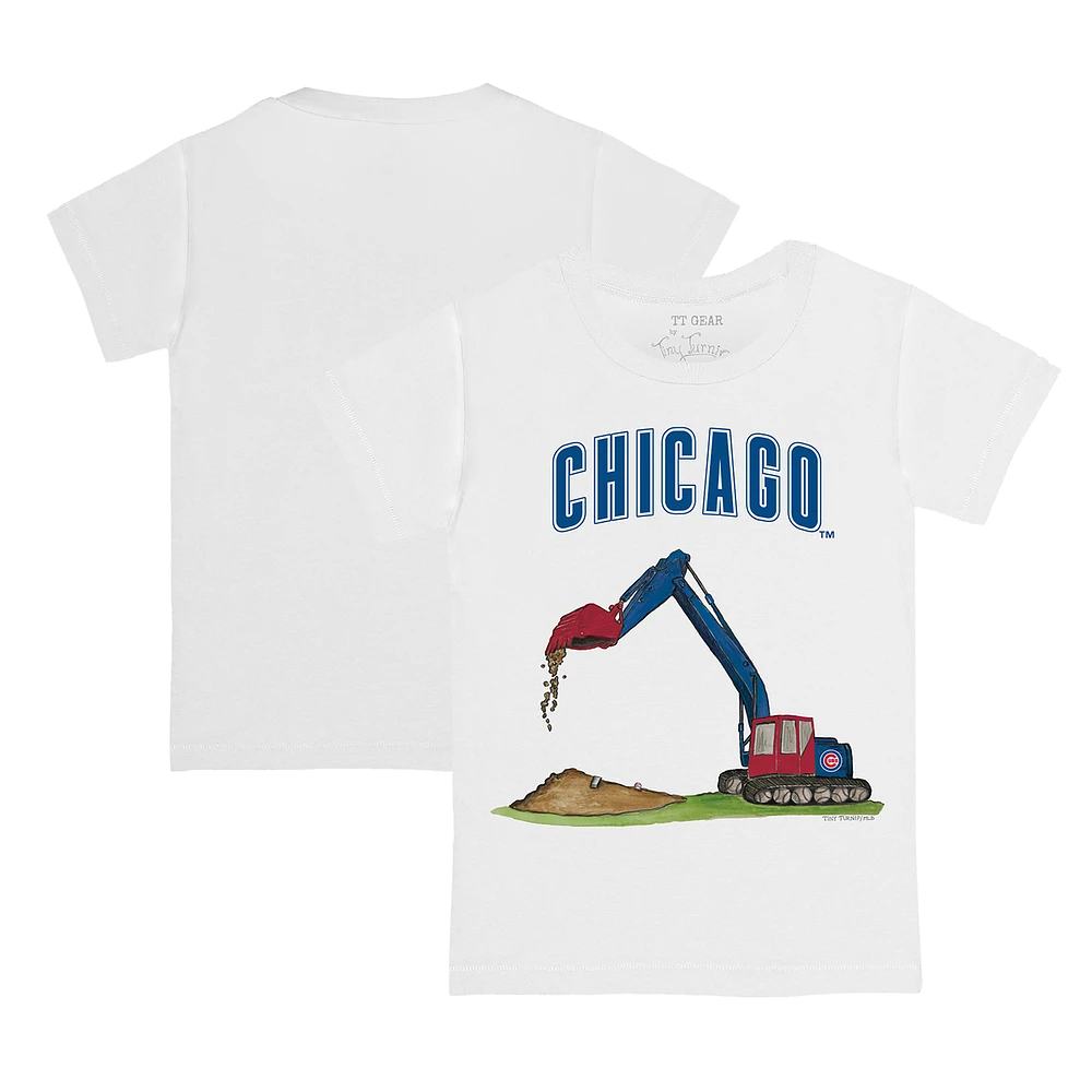 Toddler Tiny Turnip White Chicago Cubs Excavator T-Shirt