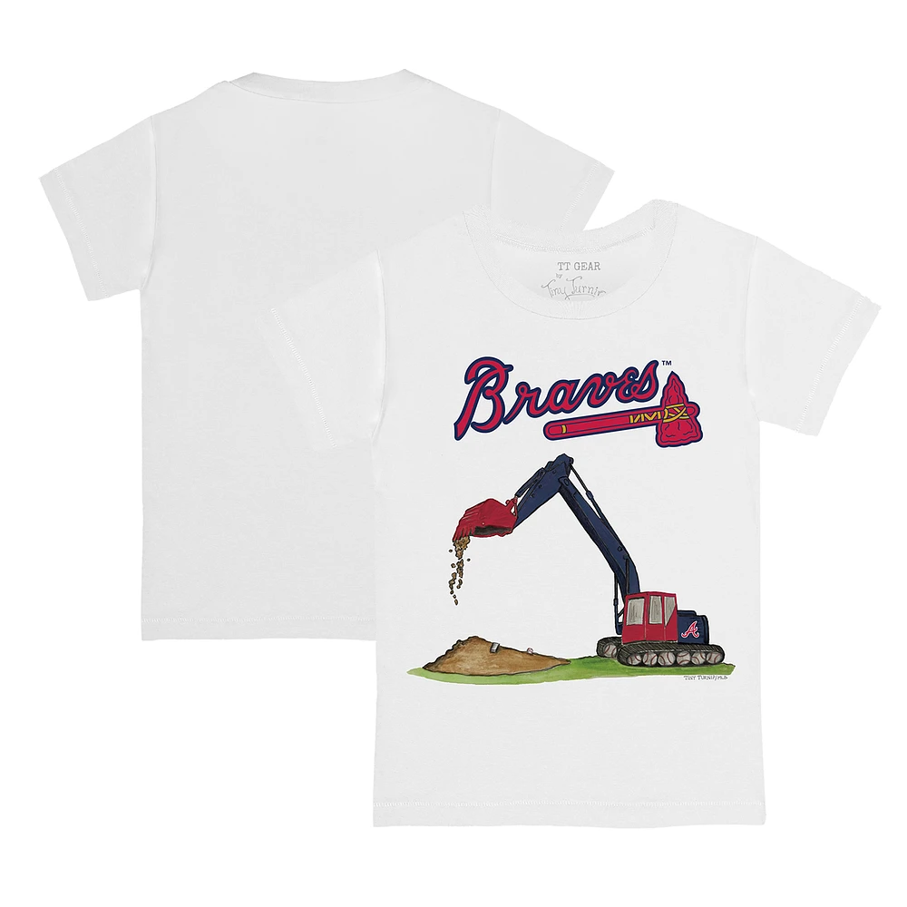 Toddler Tiny Turnip White Atlanta Braves Excavator T-Shirt