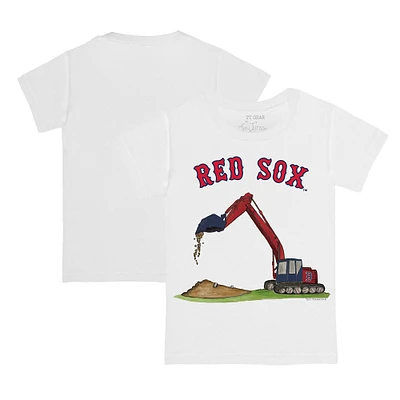 Toddler Tiny Turnip White Boston Red Sox Excavator T-Shirt