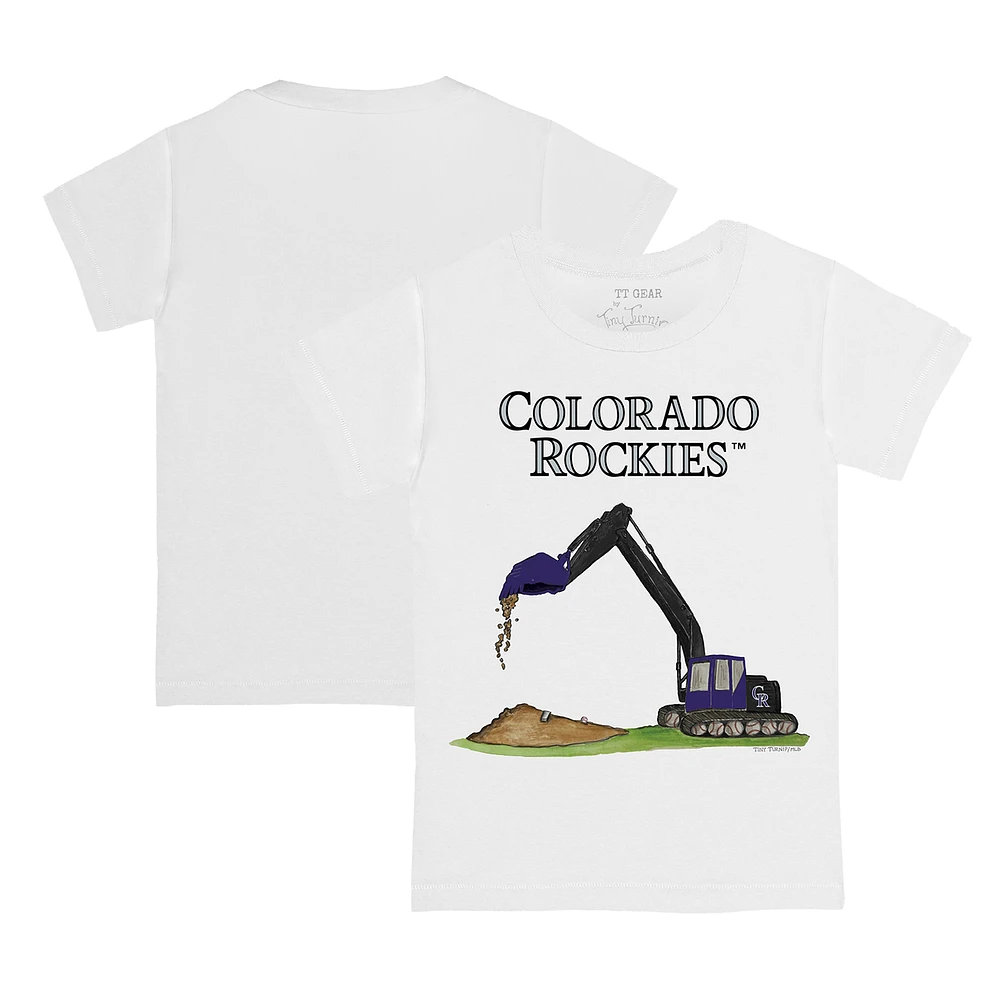 Toddler Tiny Turnip White Colorado Rockies Excavator T-Shirt