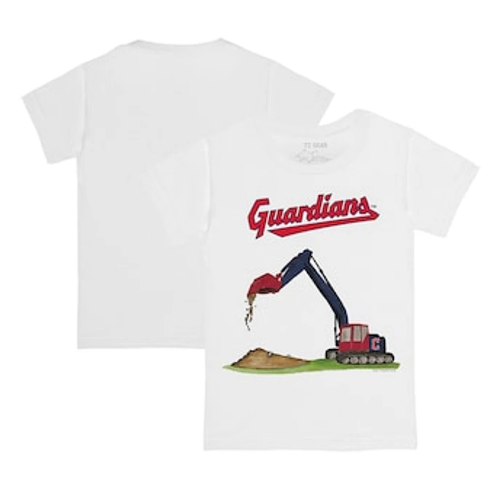 Toddler Tiny Turnip White Cleveland Guardians Excavator T-Shirt