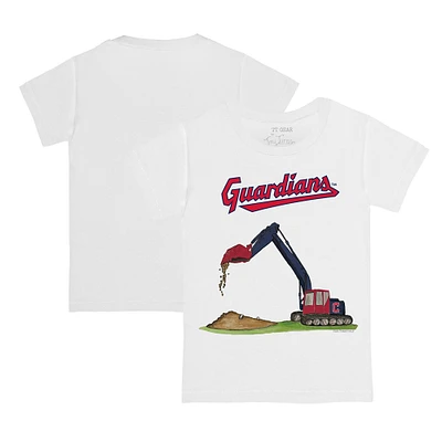 Toddler Tiny Turnip White Cleveland Guardians Excavator T-Shirt