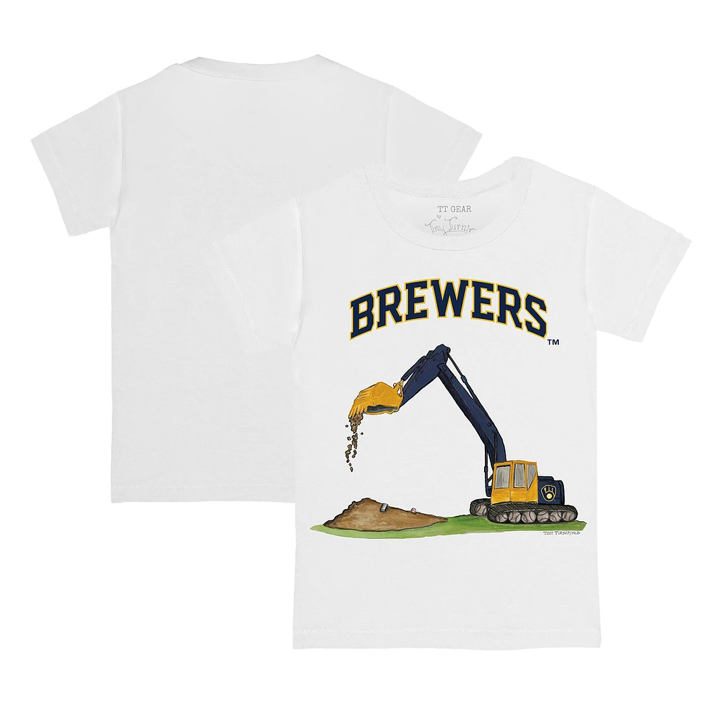 Toddler Tiny Turnip White Milwaukee Brewers Excavator T-Shirt