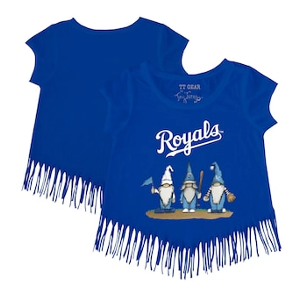 Girls Toddler Tiny Turnip Royal Kansas City Royals Gnomes Fringe T-Shirt