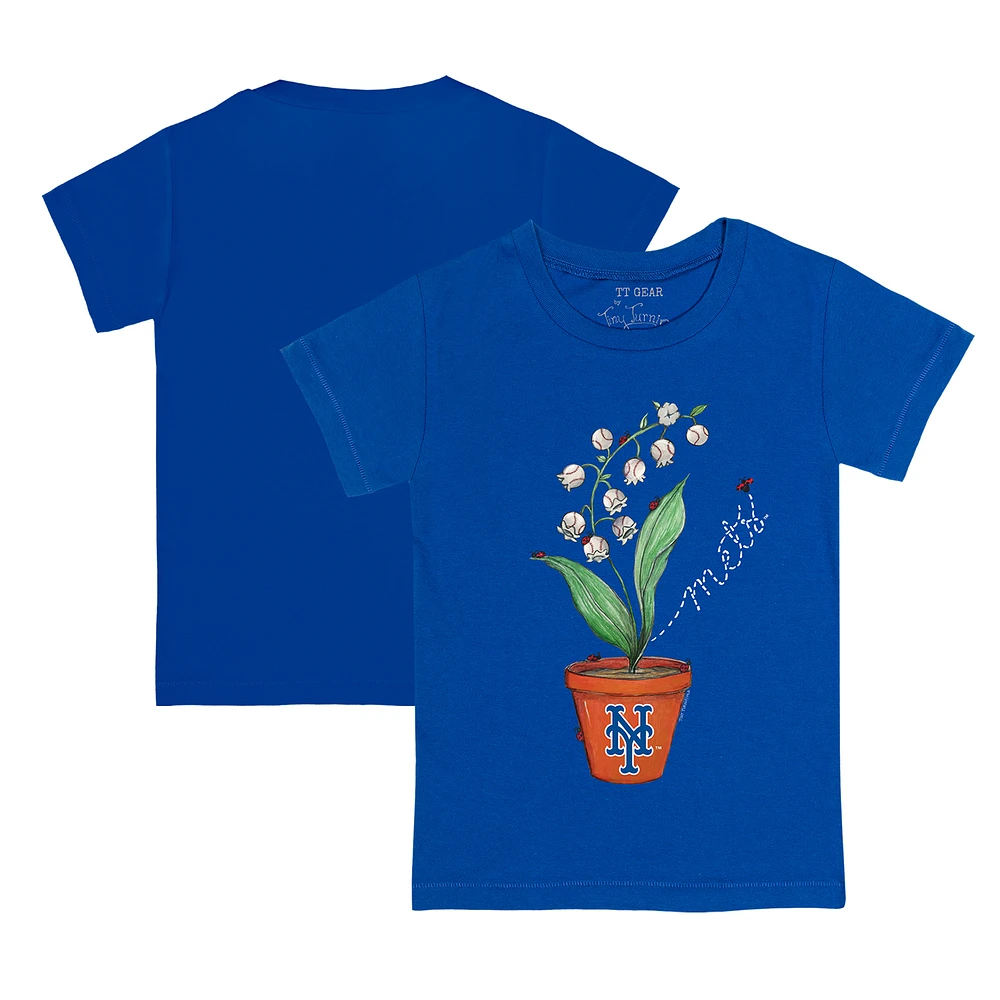 Toddler Tiny Turnip Royal New York Mets Lilies & Ladybugs T-Shirt