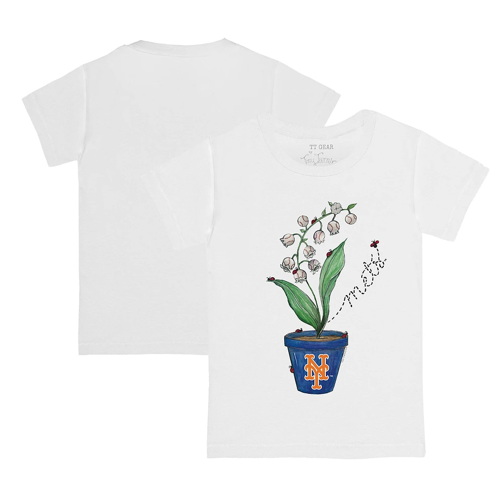 Toddler Tiny Turnip White New York Mets Lilies & Ladybugs T-Shirt