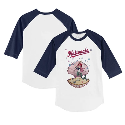 Toddler Tiny Turnip White/Navy Washington Nationals Mermaid 3/4-Sleeve Raglan T-Shirt
