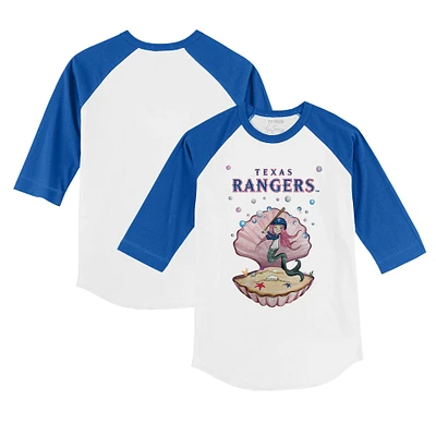 Toddler Tiny Turnip White/Royal Texas Rangers Mermaid 3/4-Sleeve Raglan T-Shirt