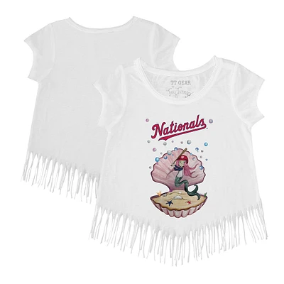 Girls Toddler Tiny Turnip White Washington Nationals Mermaid Fringe T-Shirt