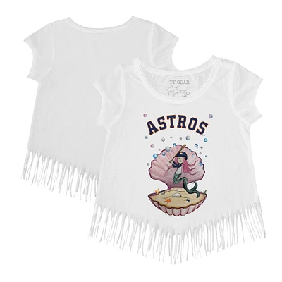 Girls Toddler Tiny Turnip White Houston Astros Mermaid Fringe T-Shirt