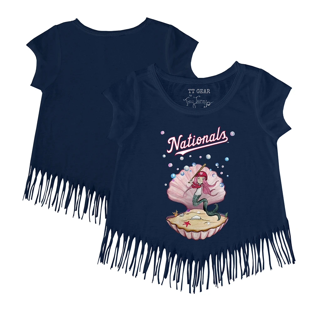 Girls Toddler Tiny Turnip Navy Washington Nationals Mermaid Fringe T-Shirt