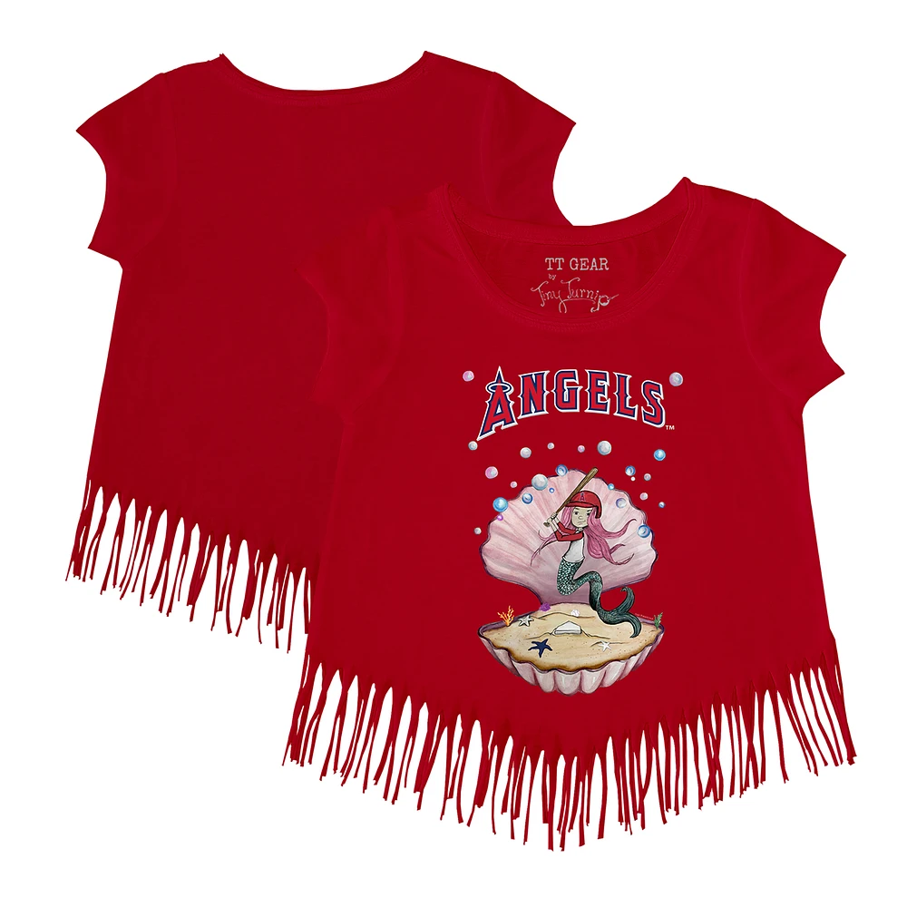 Girls Toddler Tiny Turnip Red Los Angeles Angels Mermaid Fringe T-Shirt
