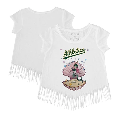 Girls Toddler Tiny Turnip White Athletics Mermaid Fringe T-Shirt