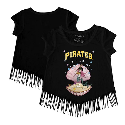 Girls Toddler Tiny Turnip Black Pittsburgh Pirates Mermaid Fringe T-Shirt