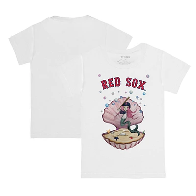 Toddler Tiny Turnip White Boston Red Sox Mermaid T-Shirt