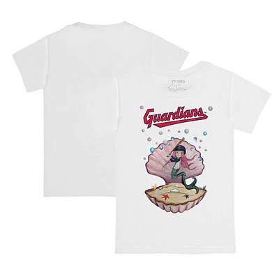 Toddler Tiny Turnip White Cleveland Guardians Mermaid T-Shirt