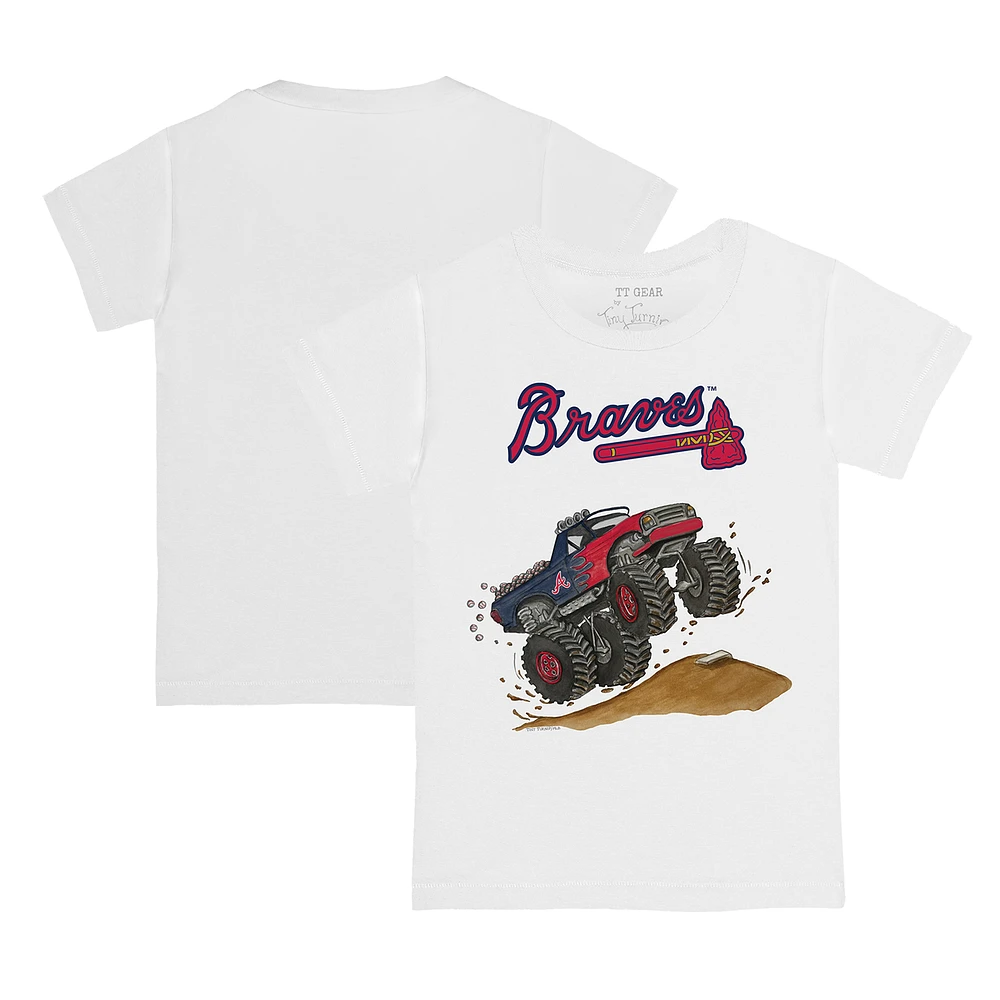 Toddler Tiny Turnip White Atlanta Braves Monster Truck T-Shirt