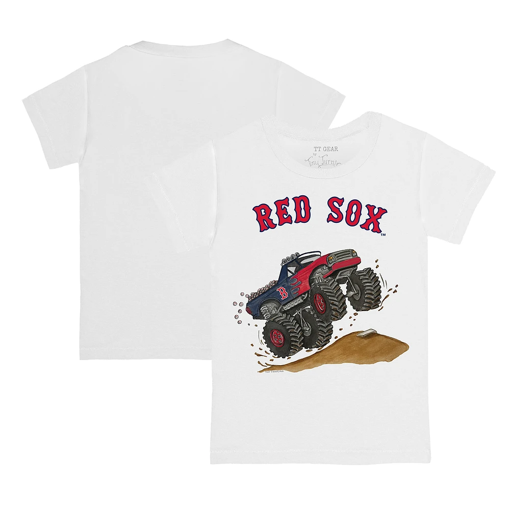 Toddler Tiny Turnip White Boston Red Sox Monster Truck T-Shirt