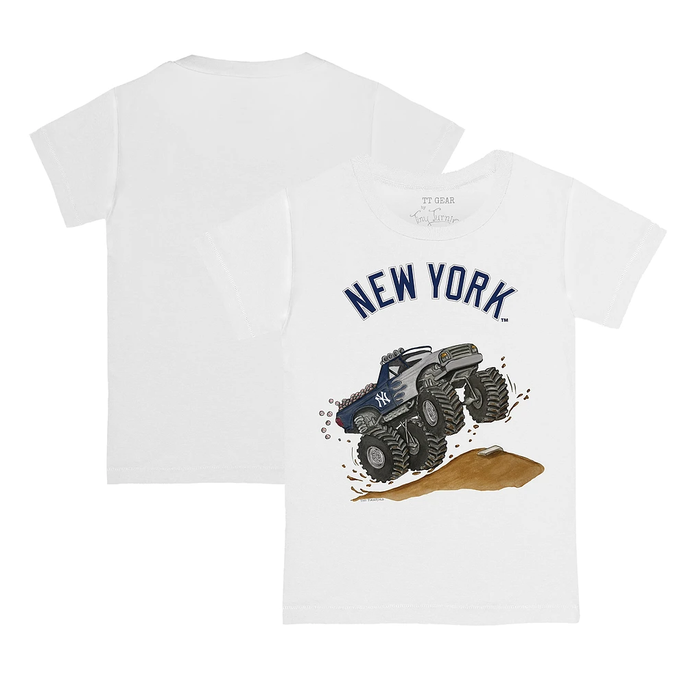Toddler Tiny Turnip White New York Yankees Monster Truck T-Shirt