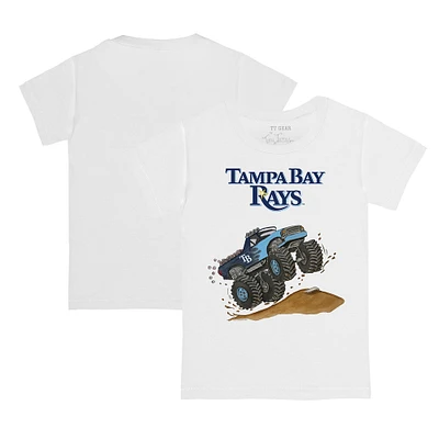 Toddler Tiny Turnip White Tampa Bay Rays Monster Truck T-Shirt