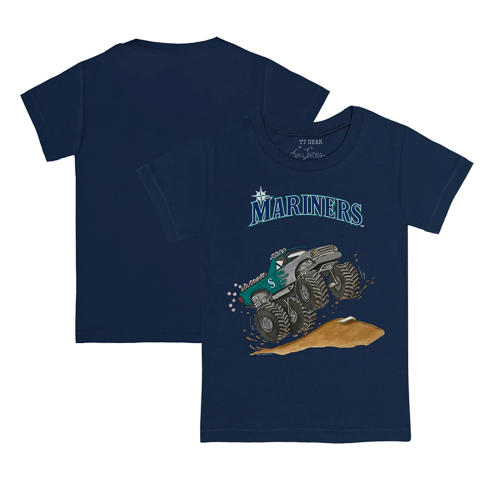 Toddler Tiny Turnip Navy Seattle Mariners Monster Truck T-Shirt