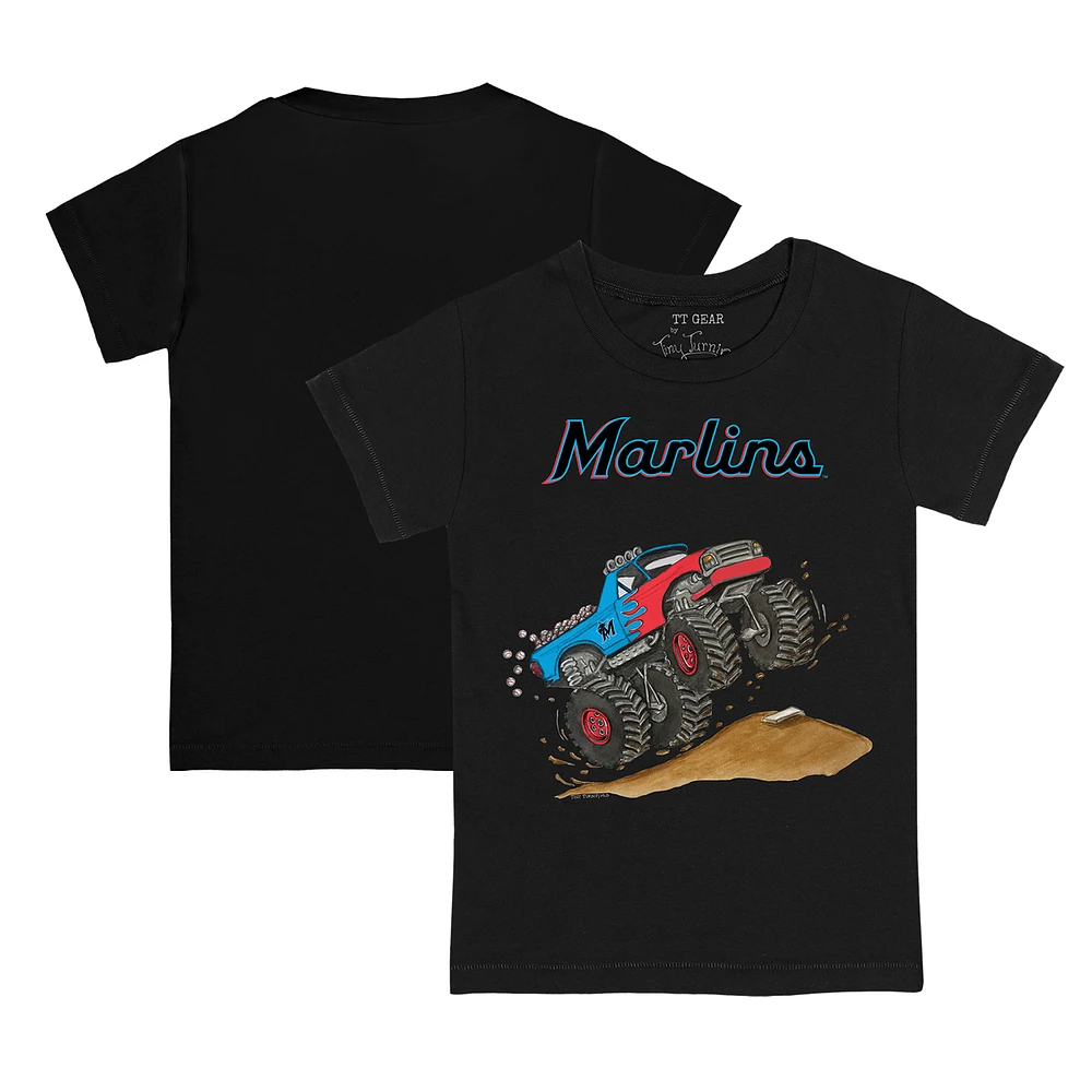 Toddler Tiny Turnip Black Miami Marlins Monster Truck T-Shirt