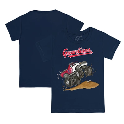 Toddler Tiny Turnip Navy Cleveland Guardians Monster Truck T-Shirt
