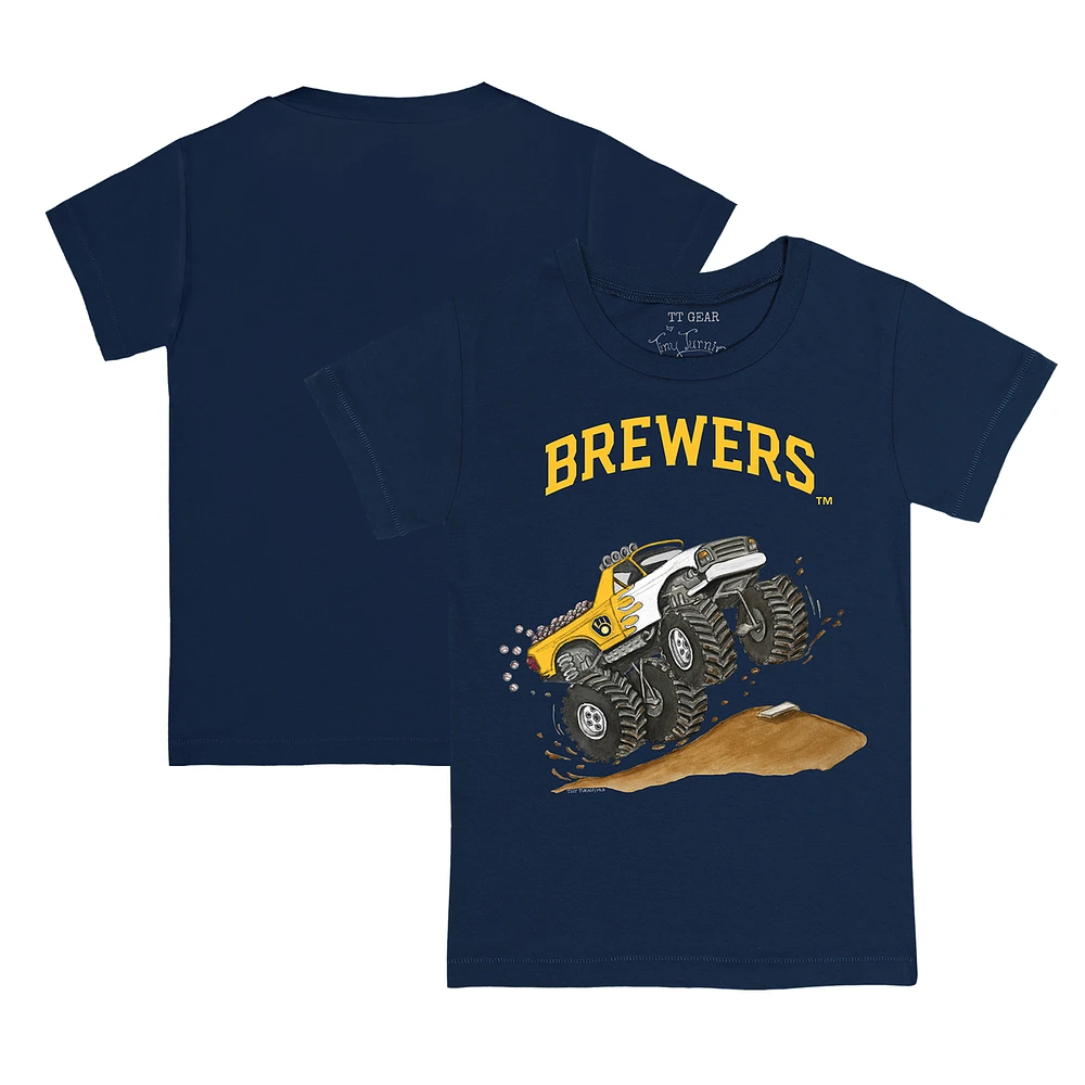 Toddler Tiny Turnip Navy Milwaukee Brewers Monster Truck T-Shirt