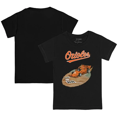 Toddler Tiny Turnip Black Baltimore Orioles Race Car T-Shirt