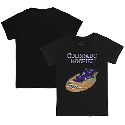 Toddler Tiny Turnip Black Colorado Rockies Race Car T-Shirt