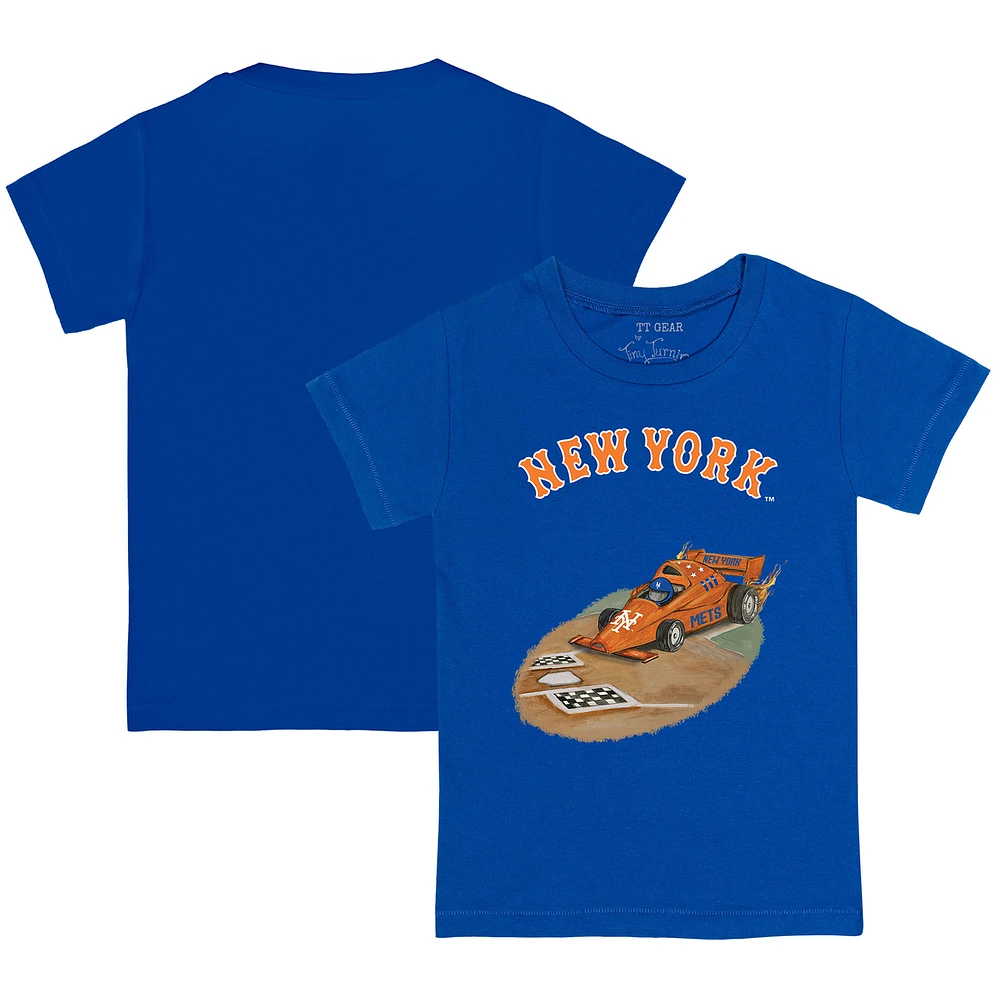 Toddler Tiny Turnip Royal New York Mets Race Car T-Shirt